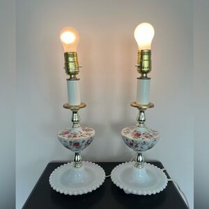 Vintage Milk Glass/Porcelain Table Lamps